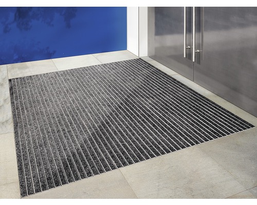 Deurmat met aluminium profielen voor een deur