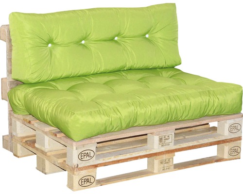 Palletkussen met rugleuning op een europallet