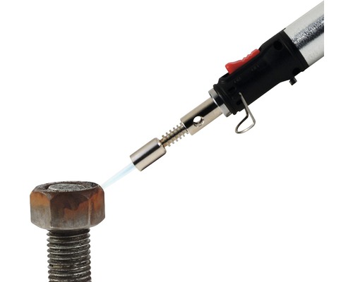 Soldeerbrander tijdens het verhitten van een schroef