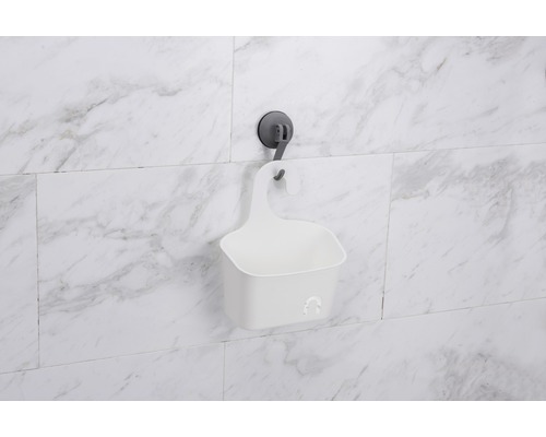 Opbergmand met zuignap voor bevestiging aan de wand