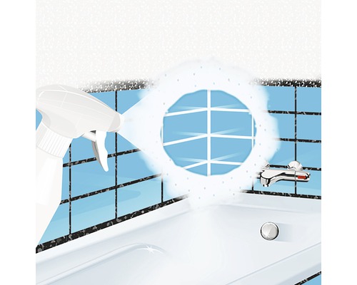 Illustratie van een badkuip met een spuitfles voor het reinigen van tegels