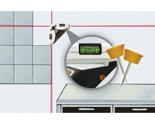 Hoeklaserapparaat voor het horizontaal en verticaal uitlijnen van tegels