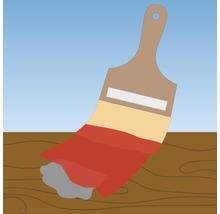 Illustratie van een verfkwast die verf aanbrengt op hout