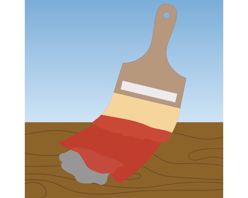 Illustratie van een verfkwast die verf aanbrengt op hout