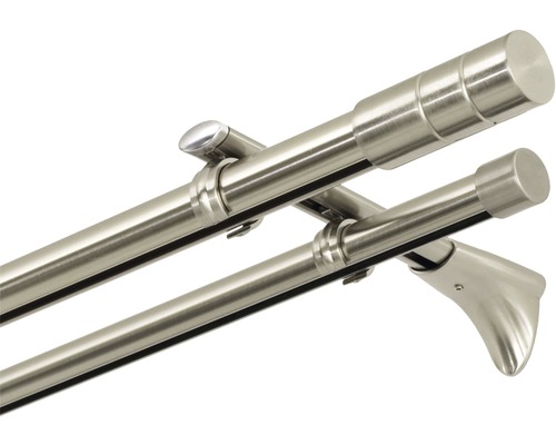 Dubbele gordijnroede van metaal met beugel