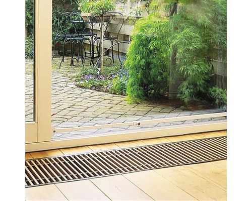 Vloerafvoer voor een glazen terrasdeur