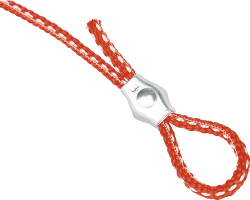 Rood textielkoord met lus en zilverkleurige sluiting