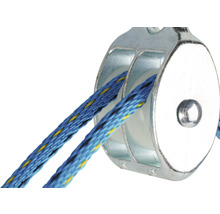 Dubbele katrol met blauw touw