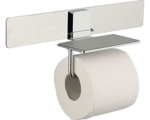 Metalen toiletpapierhouder met plank en rol toiletpapier
