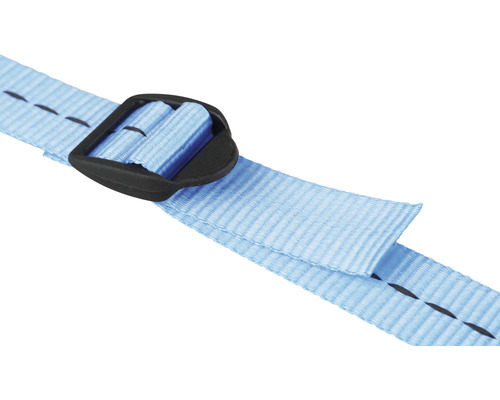Lichtblauwe textielband met zwarte gesp