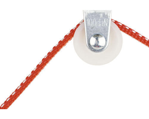 Enkele katrol met rood touw