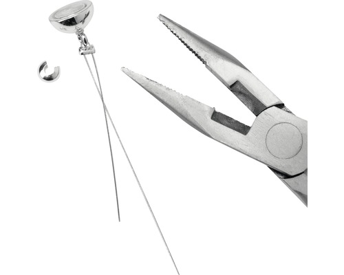 Platte tang met sieradendraad, een parel en een buigring