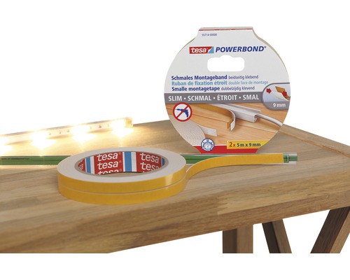 Tesa Powerbond smalle montagetape, dubbelzijdig klevend