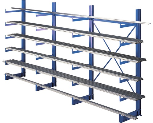 Draagarmstelling voor de opslag van lange goederen