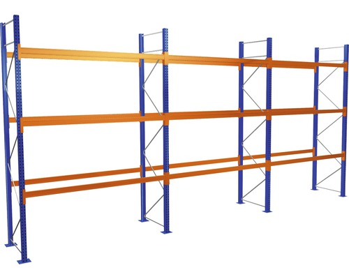 SCHULTE Palletstelling met 4 niveau's 400x844x110 cm blauw/oranje (voor pallets tot 1060 kg)