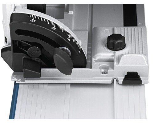 Detail van een afkort- en verstekzaag met hoekweergave