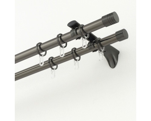 Dubbele gordijnroede met ringen en gordijnhaken