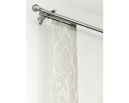 Dubbele gordijnroede met paneelgordijnen en boommotief