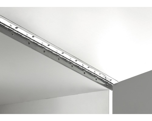 Lang metalen scharnier op een wit oppervlak