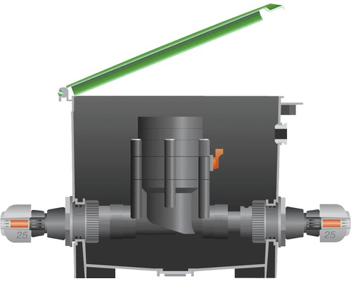 Verwarmingscircuitverdeler met geopend deksel