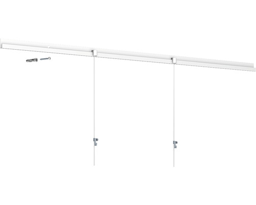 Frameloos foto ophangsysteem met rail, kabels en bevestigingsmateriaal