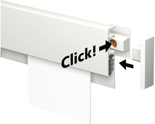 Illustratie van een afdichtstrip met klikfunctie voor eenvoudige montage