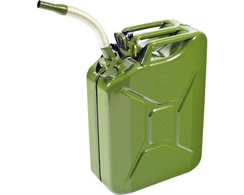 Metalen brandstof jerrycan met flexibele uitloop en 20 liter inhoud