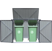 Afvalcontainerbox van metaal met twee afvalcontainers