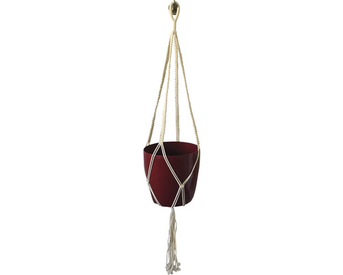 Hangende plantenbak met macramé houder en plantenpot