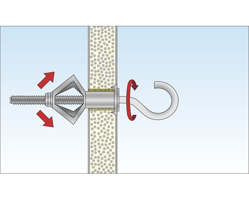 Illustratie van een tuimelanker montage in een muur