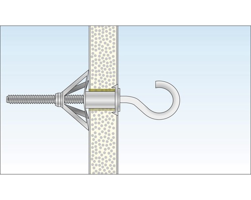 Hollewandplug met schroef en haak in een muur