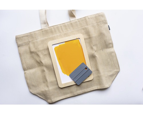 Stoffen tas met kleurstaal en rakel