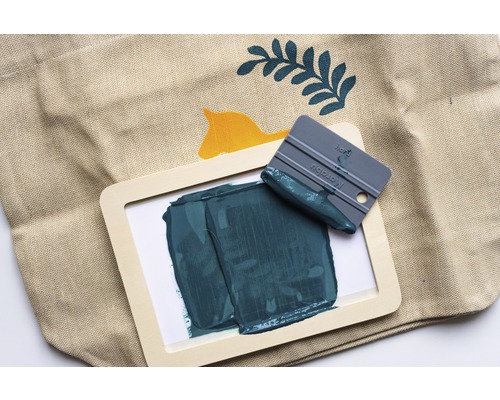 Motieftas met textielverf, rakel en sjabloon