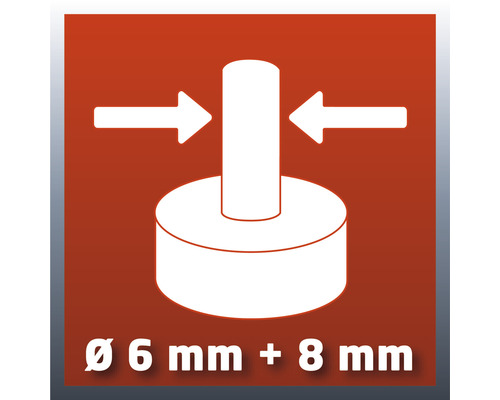 Symbool voor geschikt voor diameter 6 mm plus 8 mm