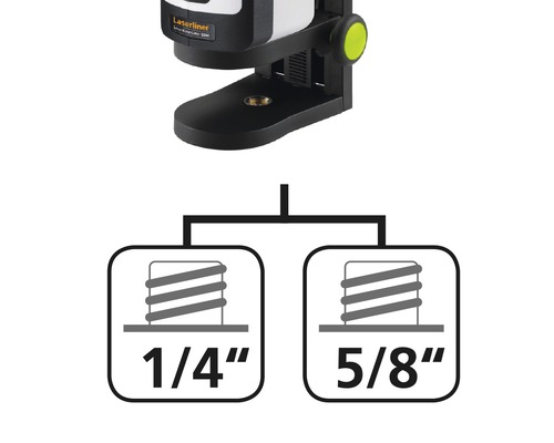 Laserapparaat met 1/4 inch en 5/8 inch statiefaansluiting