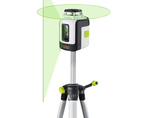 Laserliner roterende laser met statief en groene laserlijnen
