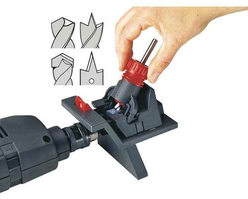 Boorslijper met verschillende boorprofielen en boormachine