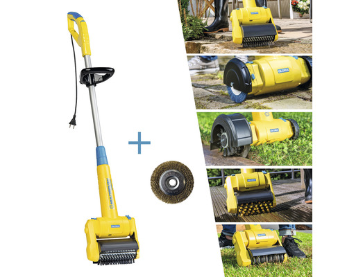 Elektrische voegenborstel met borstelopzetstuk voor het reinigen van oppervlakken