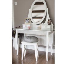 Witte kaptafel met spiegel en kruk