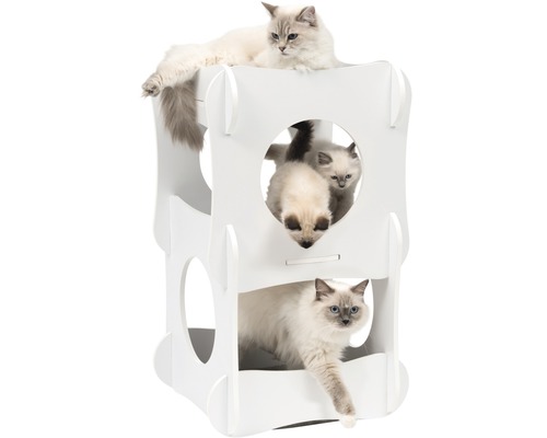 Kattenkrabpaal met meerdere niveaus en katten