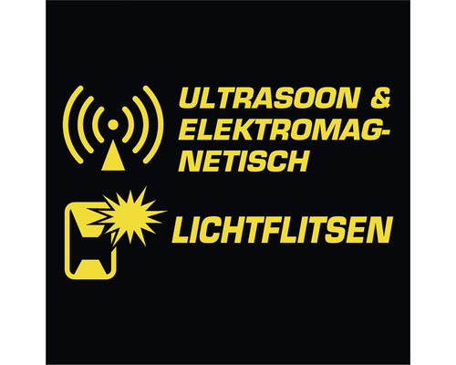 Symbool voor ultrasoon, elektromagnetische golven en lichtflitsen