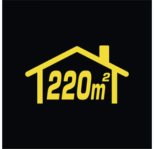 Symbool voor een woonoppervlakte van 220 vierkante meter