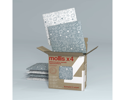 Decoratieve stoffen panelen met ruimtemotieven in doos, set van 4