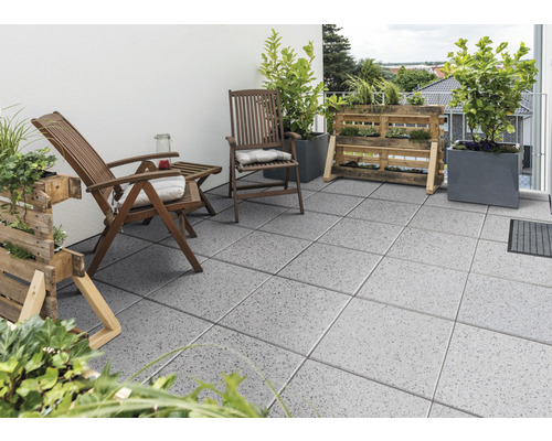 DIEPHAUS Terrastegel iStone Brilliant met facet graniet-grijs, 40 x 40 x 4 cm