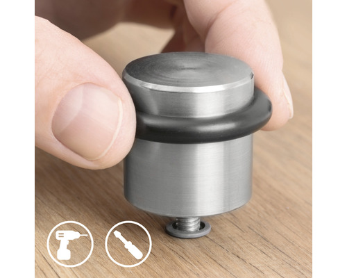 Metalen deurstopper met rubberen ring en schroef voor montage