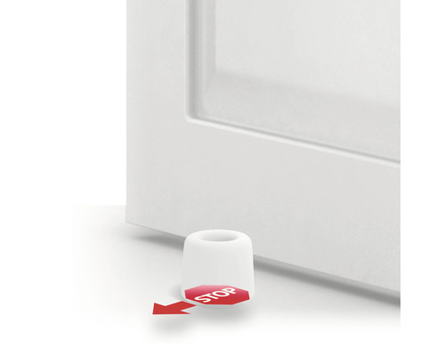 Deurstopper voor een deur met het woord STOP