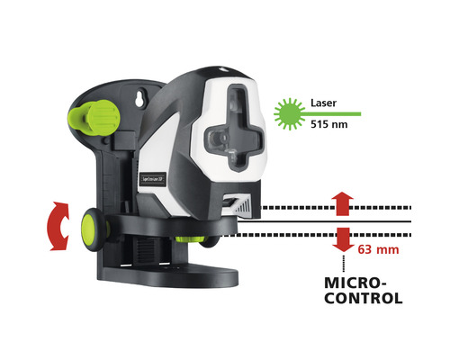 Kruislijnlaser met een lasergolflengte van 515 nanometer en microbediening