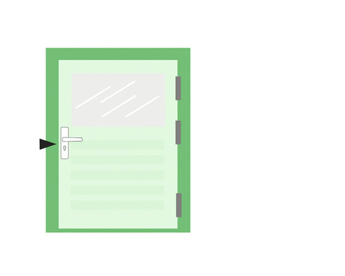 Deur met glazen paneel en handgreep