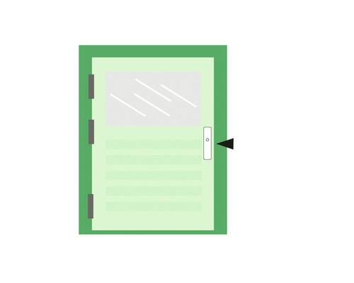 Illustratie van een binnendeur met raam