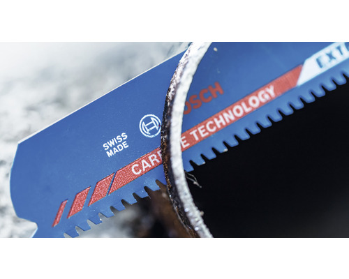 Bosch reciprozaagblad met Swiss Made markering en Carbide Technology.